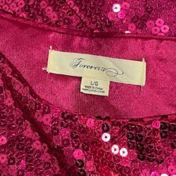 FOREVER 21 Hot Pink Fitted Sequin Dress Size Large NWT (Partial Tag) - Picture 5 of 16